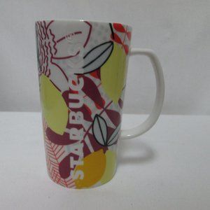 STARBUCKS Lemons and Cherries Mug Cup 2015 etched 16 ounces Microwave Dishwasher